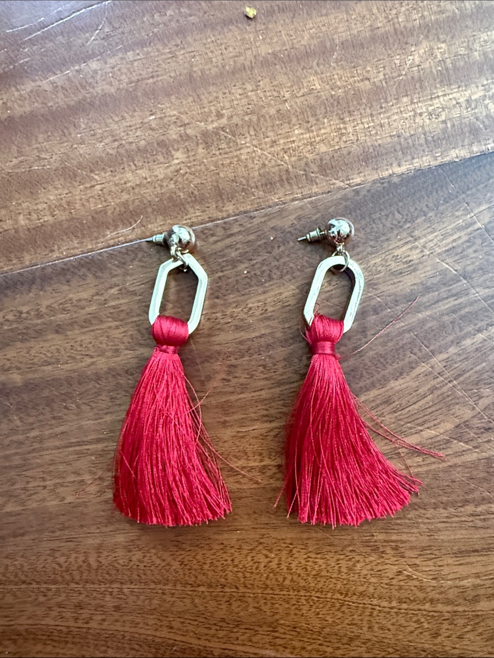 Red and Gold Tassel Drop Earrings